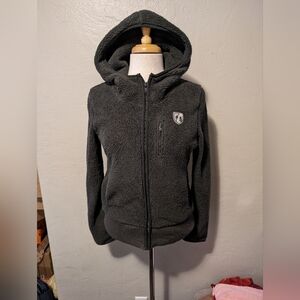 American Eagle Sherpa Fleece Zip‎ Up Hoodie Jacket Women's M Gray Soft Plush